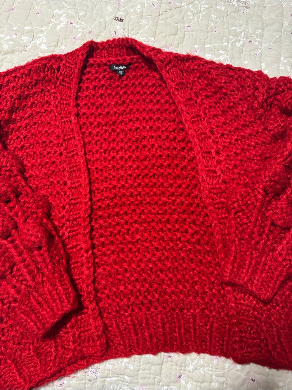 Cozy Open-Front Chunky Cardigan in Vibrant Red